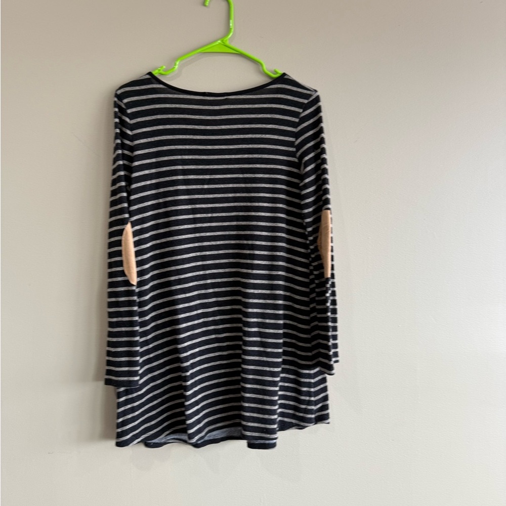 12PM by Mon Ami Striped Long Sleeve Striped Elbow Pad Top - Picture 4 of 6